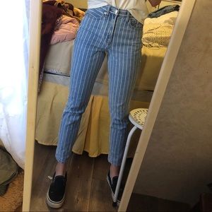 American Eagle pin striped mom jeans